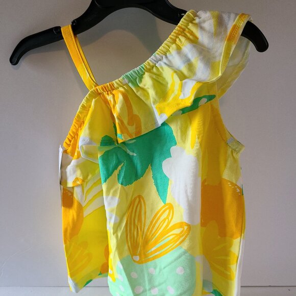 CARTER'S GIRLS 2-PIECE FLORAL ASYMMETRICAL TANK TOP AND CHAMBRAY SHORTS SIZE 3 T - Picture 4 of 9